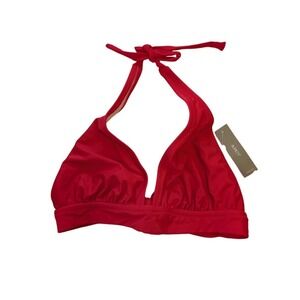 J.Crew DD Halter‎ Tie Back Bikini Top Red Swim Removable Pads XXS NWT $75 BY633